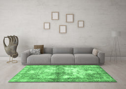 Machine Washable Abstract Emerald Green Contemporary Area Rugs in a Living Room,, wshcon1994emgrn