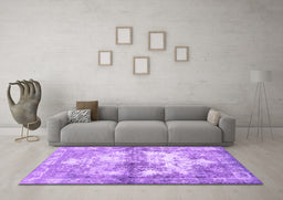 Machine Washable Abstract Purple Contemporary Area Rugs in a Living Room, wshcon1994pur
