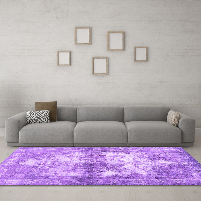 Machine Washable Abstract Purple Contemporary Area Rugs in a Living Room, wshcon1994pur