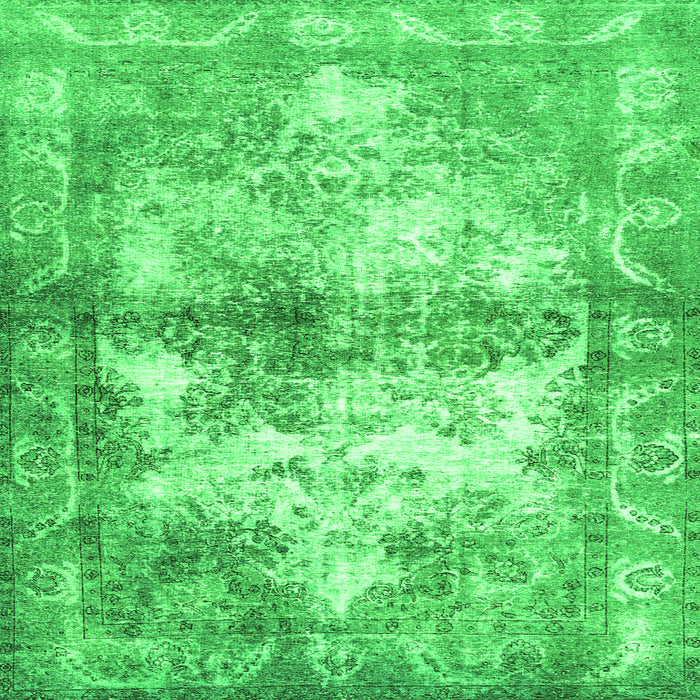 Round Machine Washable Abstract Green Contemporary Area Rugs, wshcon1994grn