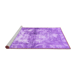 Sideview of Machine Washable Abstract Purple Contemporary Area Rugs, wshcon1994pur