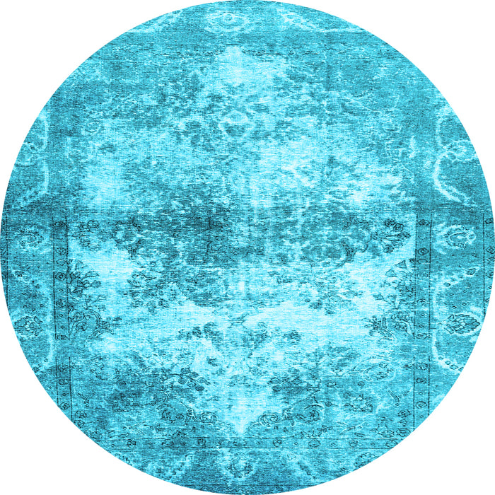 Round Abstract Light Blue Contemporary Rug, con1994lblu