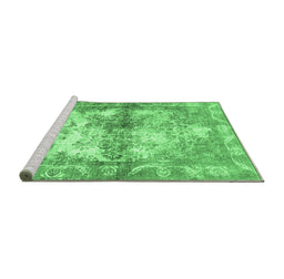 Sideview of Machine Washable Abstract Emerald Green Contemporary Area Rugs, wshcon1994emgrn