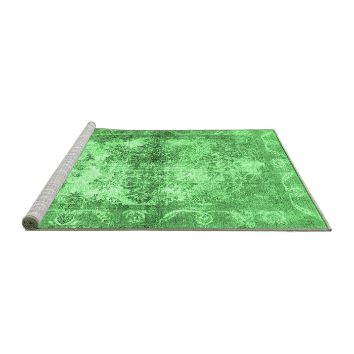 Sideview of Machine Washable Abstract Emerald Green Contemporary Area Rugs, wshcon1994emgrn