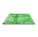 Sideview of Machine Washable Abstract Emerald Green Contemporary Area Rugs, wshcon1994emgrn