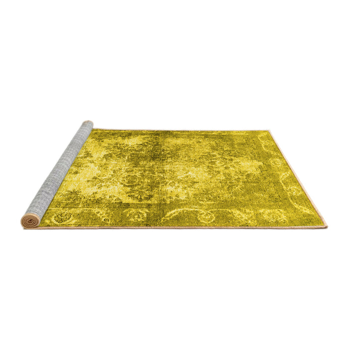 Sideview of Machine Washable Abstract Yellow Contemporary Rug, wshcon1994yw