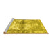 Sideview of Machine Washable Abstract Yellow Contemporary Rug, wshcon1994yw