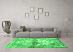 Machine Washable Abstract Green Contemporary Area Rugs in a Living Room,, wshcon1994grn