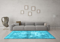 Machine Washable Abstract Light Blue Contemporary Rug, wshcon1994lblu