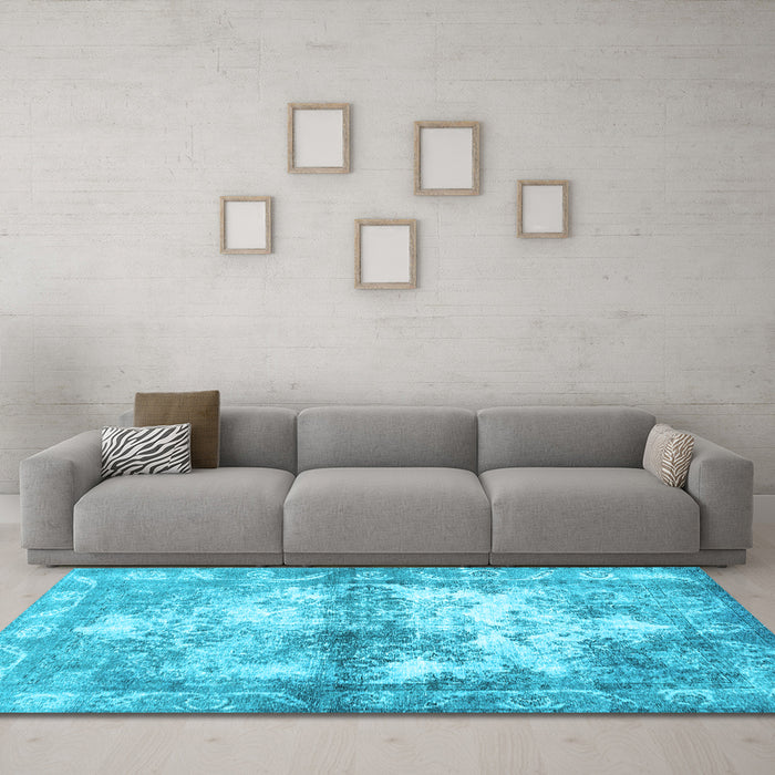 Machine Washable Abstract Light Blue Contemporary Rug in a Living Room, wshcon1994lblu