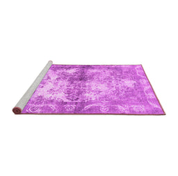 Sideview of Machine Washable Abstract Pink Contemporary Rug, wshcon1994pnk