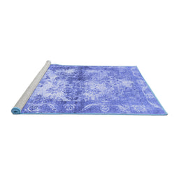 Sideview of Machine Washable Abstract Blue Contemporary Rug, wshcon1994blu