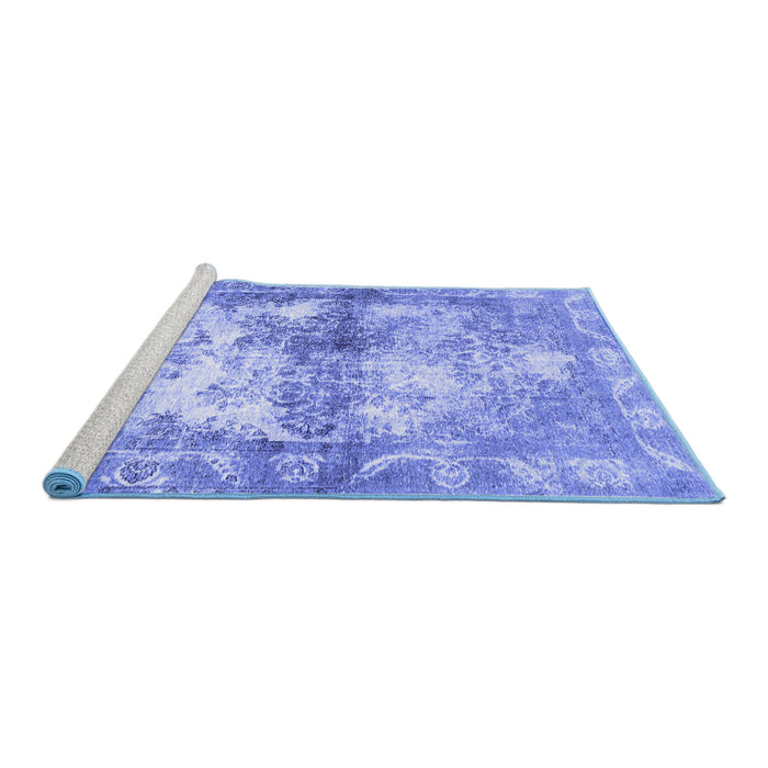 Sideview of Machine Washable Abstract Blue Contemporary Rug, wshcon1994blu