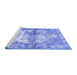 Sideview of Machine Washable Abstract Blue Contemporary Rug, wshcon1994blu