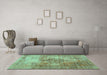 Machine Washable Abstract Turquoise Contemporary Area Rugs in a Living Room,, wshcon1995turq