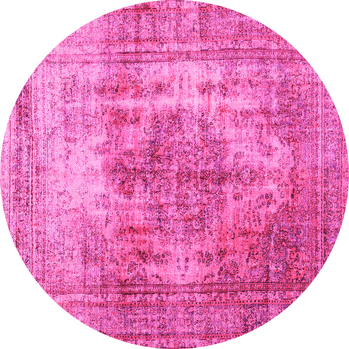 Round Abstract Pink Contemporary Rug, con1995pnk