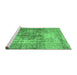 Sideview of Machine Washable Abstract Emerald Green Contemporary Area Rugs, wshcon1995emgrn