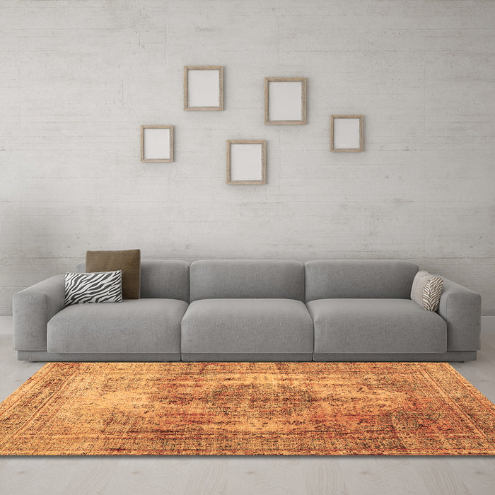 Machine Washable Abstract Brown Contemporary Rug in a Living Room,, wshcon1995brn