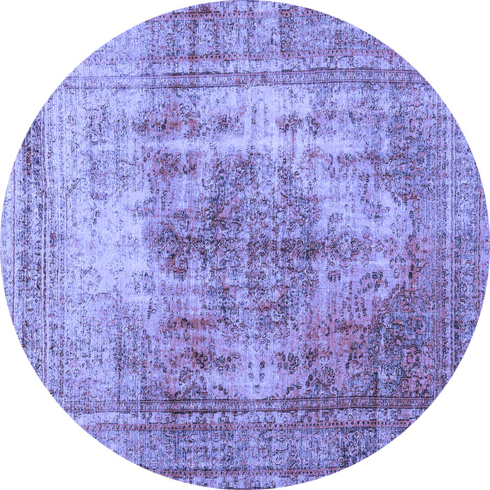 Round Machine Washable Abstract Blue Contemporary Rug, wshcon1995blu