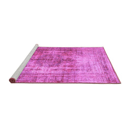 Sideview of Machine Washable Abstract Purple Contemporary Area Rugs, wshcon1995pur