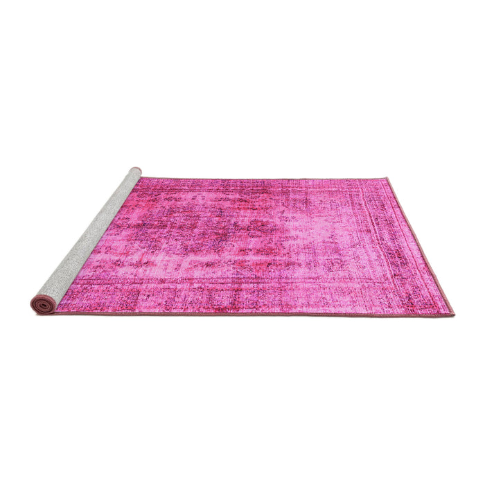 Sideview of Machine Washable Abstract Pink Contemporary Rug, wshcon1995pnk