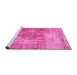 Sideview of Machine Washable Abstract Pink Contemporary Rug, wshcon1995pnk