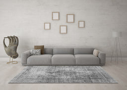 Machine Washable Abstract Gray Contemporary Rug in a Living Room,, wshcon1995gry