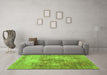 Machine Washable Abstract Green Contemporary Area Rugs in a Living Room,, wshcon1995grn