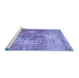 Sideview of Machine Washable Abstract Blue Contemporary Rug, wshcon1995blu