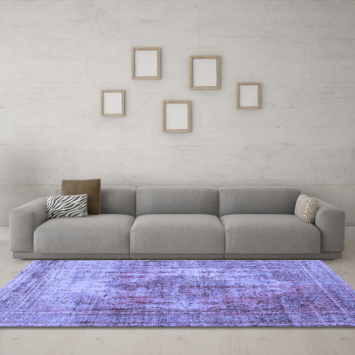 Machine Washable Abstract Blue Contemporary Rug in a Living Room, wshcon1995blu