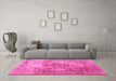 Machine Washable Abstract Pink Contemporary Rug in a Living Room, wshcon1995pnk