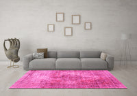 Machine Washable Abstract Pink Contemporary Rug, wshcon1995pnk