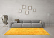 Machine Washable Abstract Yellow Contemporary Rug in a Living Room, wshcon1996yw