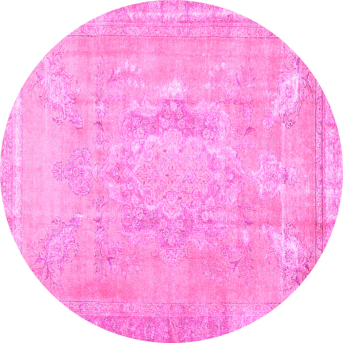 Round Abstract Pink Contemporary Rug, con1996pnk