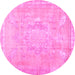 Round Abstract Pink Contemporary Rug, con1996pnk