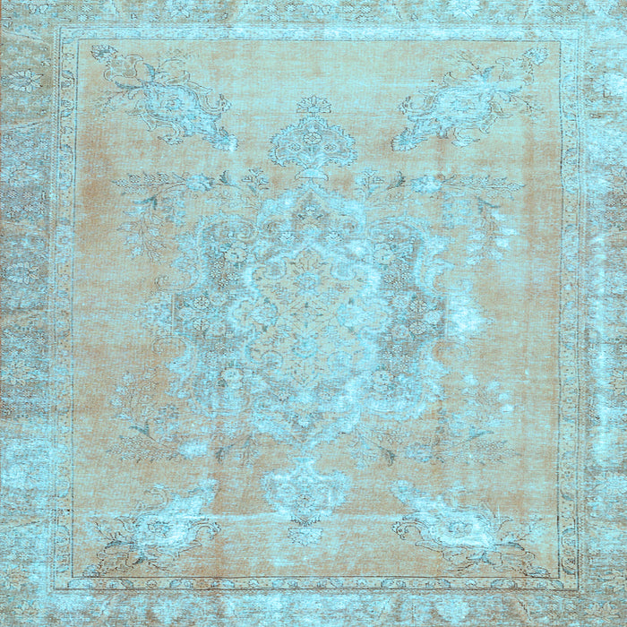 Square Machine Washable Abstract Light Blue Contemporary Rug, wshcon1996lblu