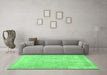 Machine Washable Abstract Emerald Green Contemporary Area Rugs in a Living Room,, wshcon1996emgrn