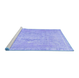 Sideview of Machine Washable Abstract Blue Contemporary Rug, wshcon1996blu