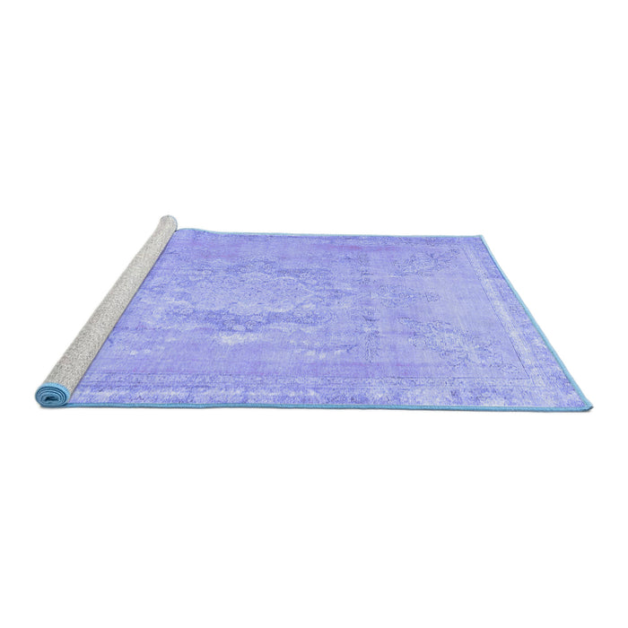 Sideview of Machine Washable Abstract Blue Contemporary Rug, wshcon1996blu