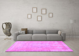 Machine Washable Abstract Purple Contemporary Area Rugs in a Living Room, wshcon1996pur