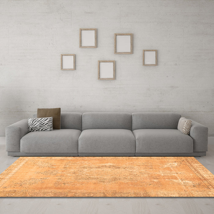 Machine Washable Abstract Brown Contemporary Rug in a Living Room,, wshcon1996brn