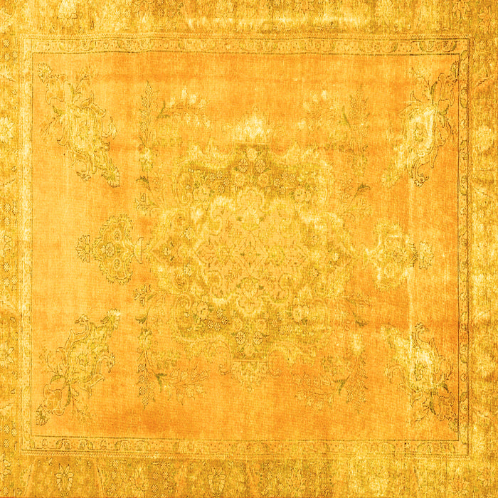 Square Machine Washable Abstract Yellow Contemporary Rug, wshcon1996yw