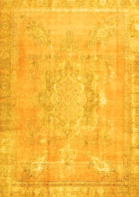 Abstract Yellow Contemporary Rug, con1996yw