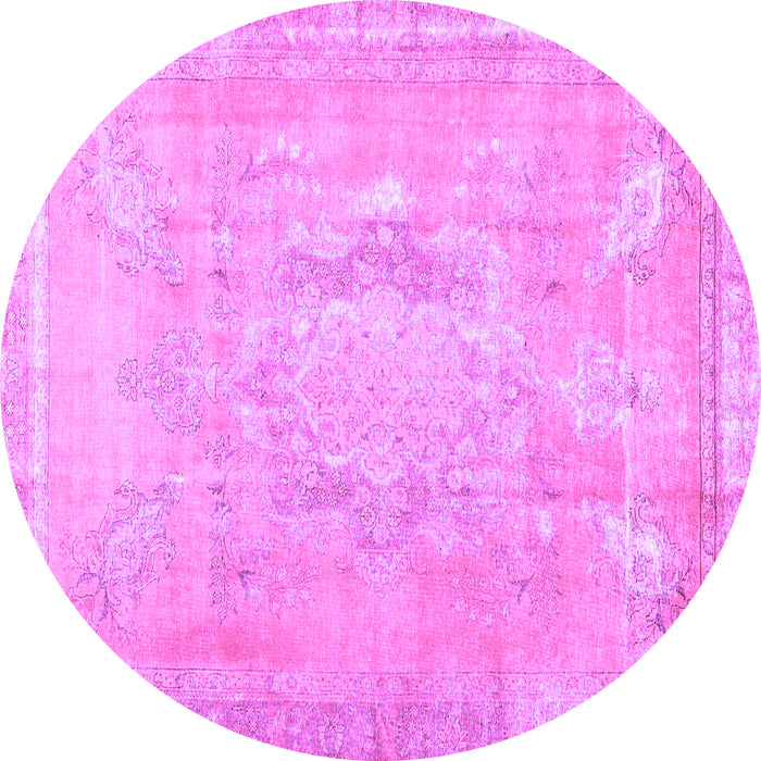 Round Machine Washable Abstract Purple Contemporary Area Rugs, wshcon1996pur