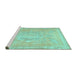 Sideview of Machine Washable Abstract Turquoise Contemporary Area Rugs, wshcon1996turq