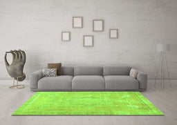 Machine Washable Abstract Green Contemporary Area Rugs in a Living Room,, wshcon1996grn