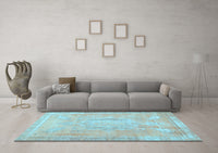 Machine Washable Abstract Light Blue Contemporary Rug, wshcon1996lblu