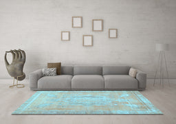 Machine Washable Abstract Light Blue Contemporary Rug in a Living Room, wshcon1996lblu