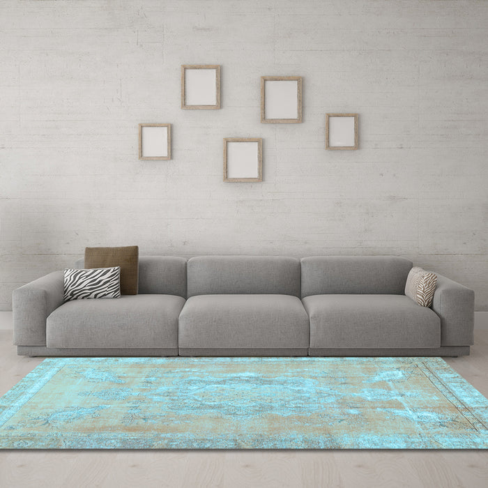 Machine Washable Abstract Light Blue Contemporary Rug in a Living Room, wshcon1996lblu