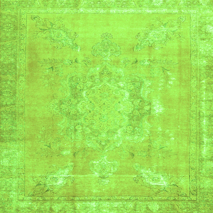 Round Machine Washable Abstract Green Contemporary Area Rugs, wshcon1996grn